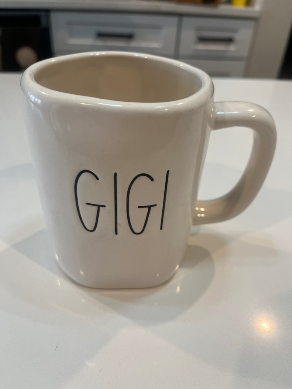 Rae Dunn White Ceramic "GIGI" Mug with Black Lettering